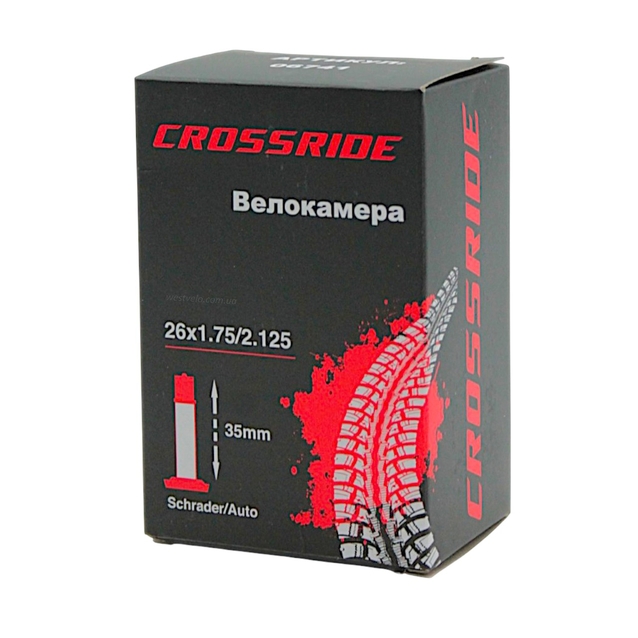 Камера 26 короткий ніпель AV 35mm CROSSRIDE (1.75-2.125) фото westvelo.com