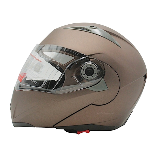 Мото шолом, трансформер (M) (57-58см) VLAND 158 бронзовий матовий  з відкидними окулярами фото westvelo.com