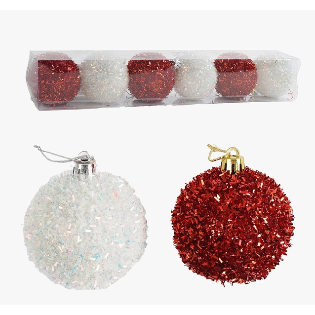 Новорічні прикраси .6 шт, кульки, D = 6 см, в слюді (C 67290) фото westvelo.com
