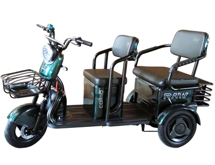 Трицикл Corso «RAW PRO» RL-431602, двигун 1200W, акумулятор 72V 24Ah літій-залізно-фосфатний, зелений + 1 ящик. акум, колеса 10"