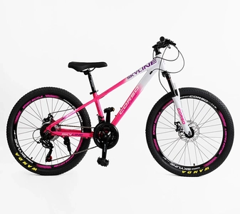 Велосипед 24 AL Corso «SKYLINE» SL-60804 алюміній 11", (к-т SHIMANO) біло-рожевий
