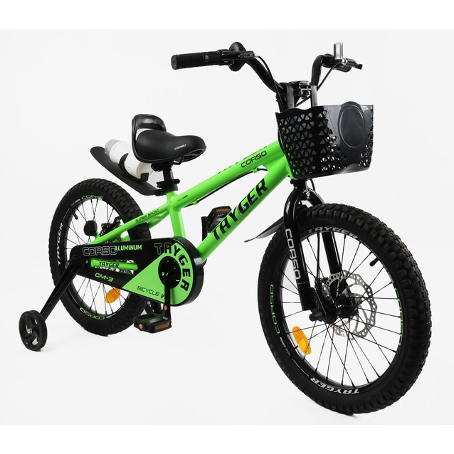Дитячий велосипед 18 AL Corso «TAYGER» TG-94300 алюмінієва рама, дискові гальма, салатовий фото westvelo.com