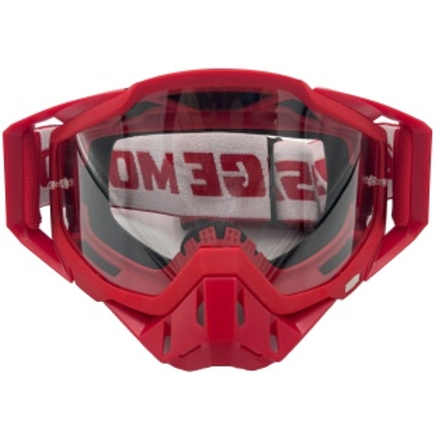 Мото окуляри Кросс-ендуро "MO-10" червоні з прозорими лінзами фото westvelo.com