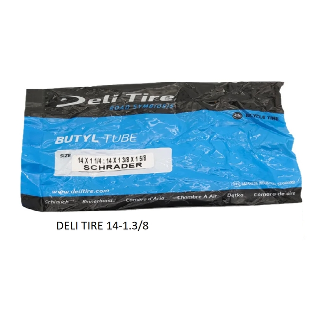 Камера 14 прямий ніпель AV 33 mm DELI TIRE (14х1.1/4-1.3/8-1.5/8) фото westvelo.com
