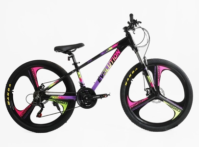 Велосипед 26 AL Corso «EVOLUTION» EV-26790 алюміній 13", (к-т SHIMANO) чорно-фіолетово-рожевий