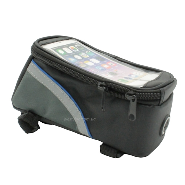 Сумка на раму + місце для телефону синя фото westvelo.com
