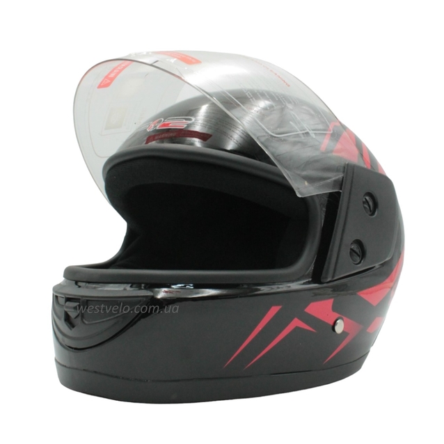 Мото шолом, закритий (XS 53-54) F2 "Speed", чорно-червоний глянець (825-1) фото westvelo.com