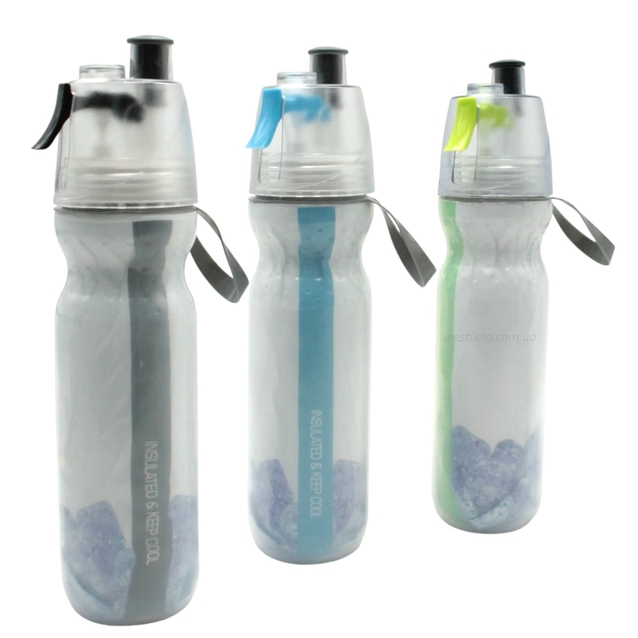 Фляга-термос COOL.B 750 ml харч.пластик біло-синя, з оприскувачем фото westvelo.com