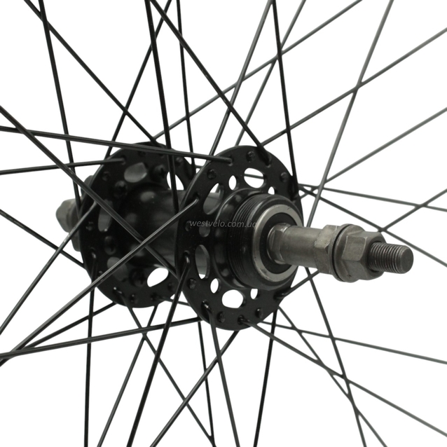 Колесо 26 зад, обід 2-ний чорний, вт. ST. SHUNFENG, диск 6 болтів,пром-підшипник, чорна спиця фото westvelo.com