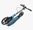 Самокат дитячий 2-х колісний, PU Best Scooter 23013 чорно-блакитний, колеса Ø230-200mm, AL, 1 амортизатор передній, ФАРА, затискач керма фото westvelo.com