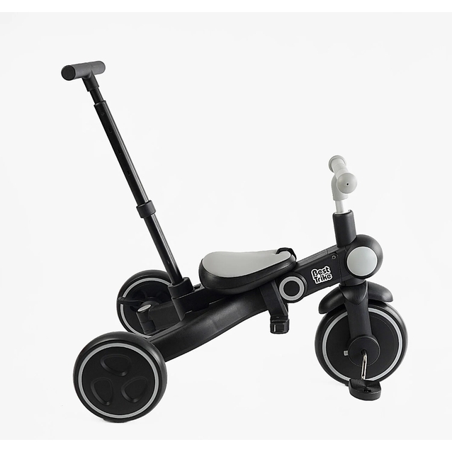 Дитячий велосипед-трансформер 3-х колісний з батьківською ручкою, з дашком, колеса - EVA (піна) Best Trike BS-12-411 сірий, складний 4в1, колеса переднє 10``, задні 8` фото westvelo.com