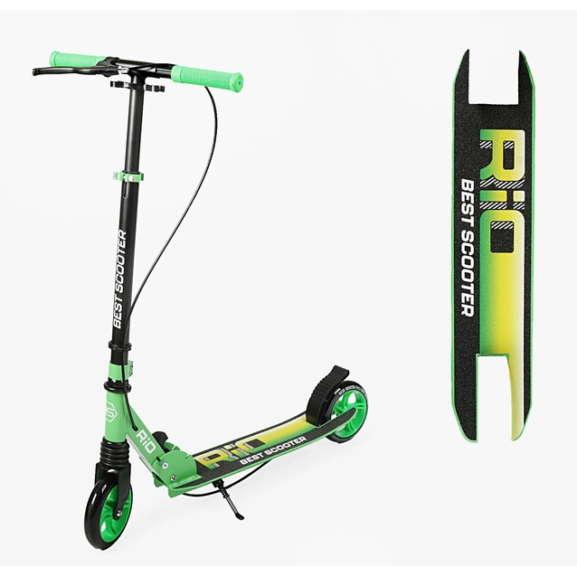 Самокат дитячий 2-х колісний, PU Best Scooter «RIO» R-15800 салатовий, Ø145mm, передній амортизатор, AL гальмо фото westvelo.com