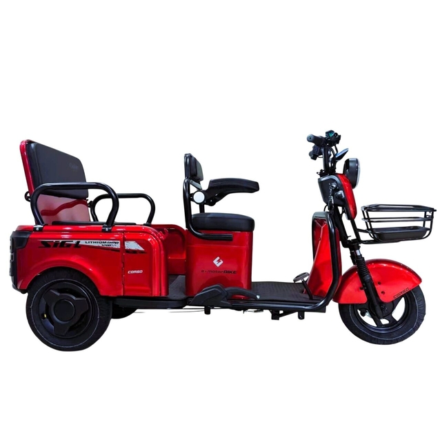 Трицикл Corso «SIG L» SL-033075, двигун 1200W, акумулятор 72V 24Ah літій-залізно-фосфатний, червоний + 1 ящик. акум, колеса 10" фото westvelo.com