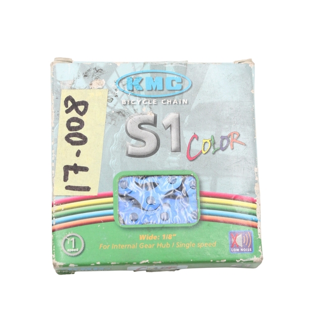 Ланцюг одношвидкісний 112 ланок KMC (S1) + замок (1/2Х1/8Х112L) синій (Тайвань) фото westvelo.com