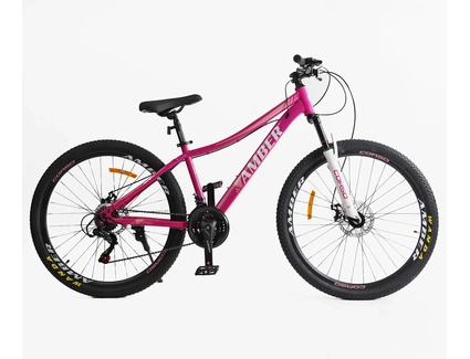 Велосипед 27.5 ST Corso «AMBER» MB-45744 сталь 15", (к-т SHIMANO) рожево-білий