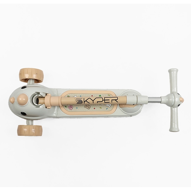 Самокат 2в1 Skyper DL-309-17 колеса PU Ø125mm/40mm зі світлом, білий, музика та підсвічування платформи, кермо складне фото westvelo.com