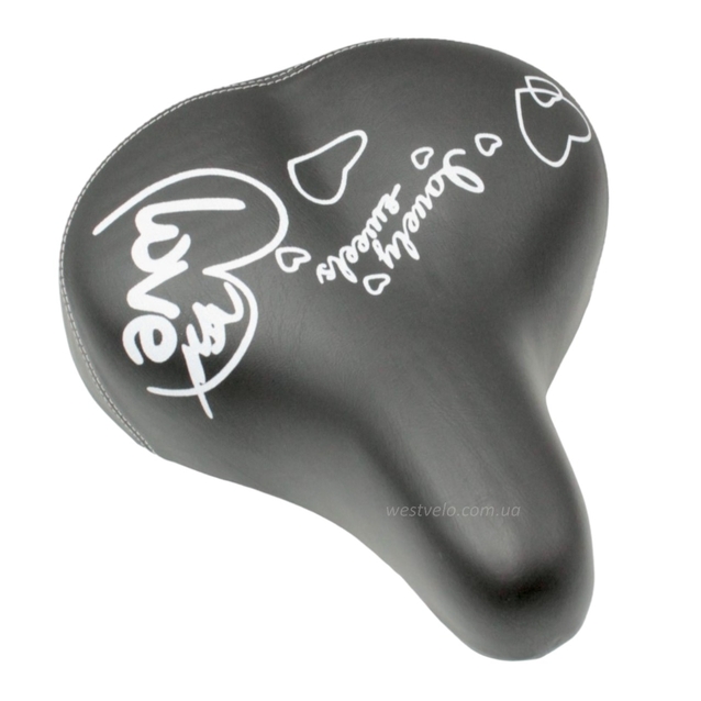 Сідло на пружинах, S008, широке чорне "LOVE" металева основа фото westvelo.com