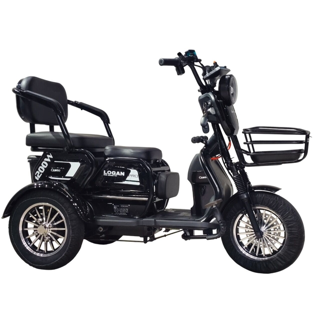 Трицикл Corso «LOGAN PRO» LN-677408, двигун 1200W, акумулятор 72V 28Ah графеновий, чорний + 1 ящик. акум, колеса 10" фото westvelo.com