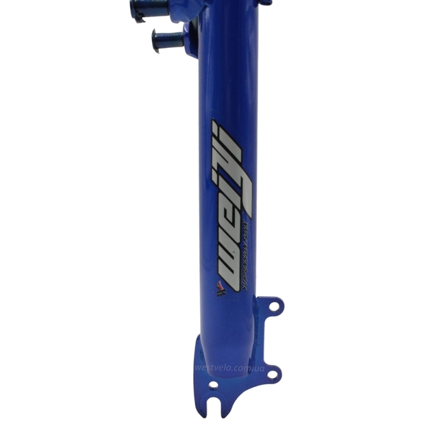 Вилка 28 аморт. різьб. Weiyi, синя, з кріпленням V-brake + disk,Ø25.4мм шток L-210mm р.з L-60mm фото westvelo.com