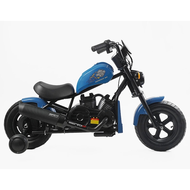 Електромотоцикл Corso H-42724 двигун 160W, акумулятор 24V 5Ah свинцево-кислотний, блакитний, Bluetooth, звук двигуна, колеса 12" фото westvelo.com