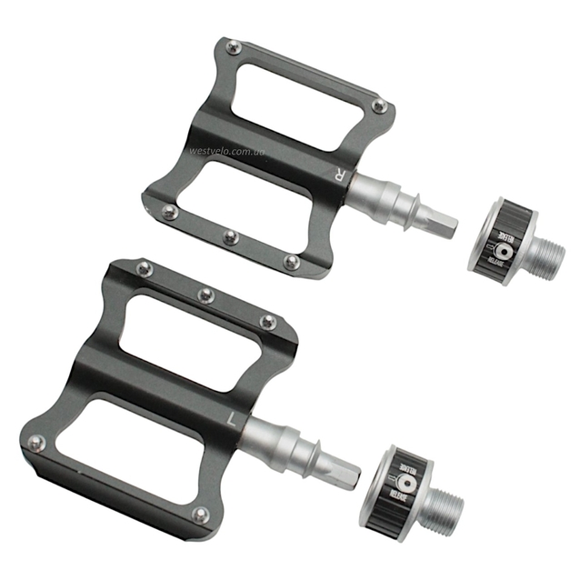 Педалі алюміній проми Crosser K-349F, швидкознімні, чорні з змінними шипами фото westvelo.com