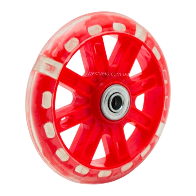 Бокові дитячі колеса (Ø 12) гелеві, діодні, червоні фото westvelo.com