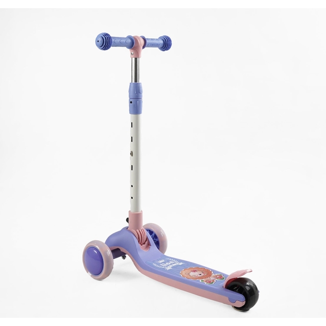 Самокат дитячий 3-х колісний Skyper MR-03465 фіолетовий, колеса PU Ø114mm/35mm зі світлом, музика та підсвічування платформи, кермо складне фото westvelo.com