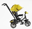 Дитячий велосипед 3-х колісний з батьківською ручкою, з дашком, колеса - EVA (піна) Best Trike 6588/62-119 чорно-жовтий, d=25см переднє, d=20см задні, фара музична, USB, Bluetooth фото westvelo.com