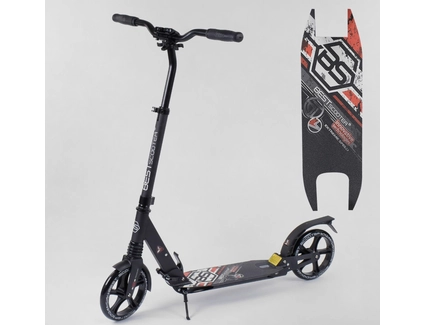 Самокат дитячий 2-х колісний, PU Best Scooter 54394 чорно-помаранчевий , Ø200mm, AL, 2 амортизатора