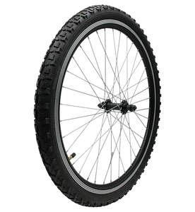 Колесо 24 перед, обід 2-ний чорний, втулка М чорна на віночках + камера і шипована покришка 24-2.125