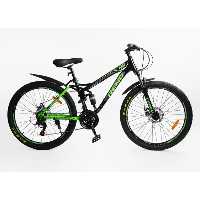 Велосипед 26 ST Corso «REND» RD-11320 сталь 15", (к-т SHIMANO) чорно-салатовий фото westvelo.com