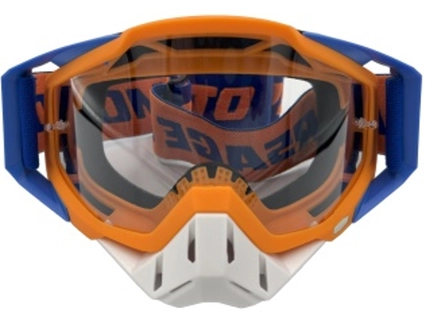 Мото окуляри Кросс-ендуро "MO-6" синьо-помаранчеві з прозорими лінзами