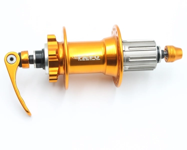 Втулка задня, (AL) TATU-BIKE, касета 8-9S, 4 пром підшипники, диск гальма 6 болтів, ексцентрик, золота (14Gx36H)