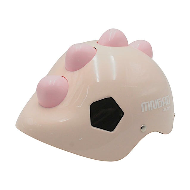 Вело шолом дитячий 587 "Динозавр" персиковий, з мигалкою, нерегульований фото westvelo.com