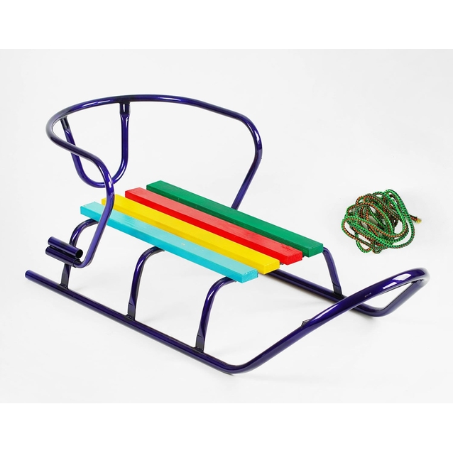 Сани без ручки, ЛЮКС круглі полози, сині фото westvelo.com