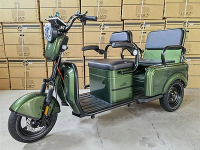 Трицикл «Consul» NL-673200, двигун 1200W, акумулятор 72V 23Ah графеновий, зелений + 1 ящик. акум, колеса 10"