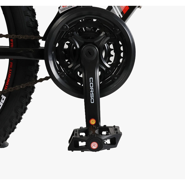 Велосипед 24 AL Corso «PROJECT» R-24815 алюміній 11", (к-т Saiguan) чорно-червоно-білий фото westvelo.com