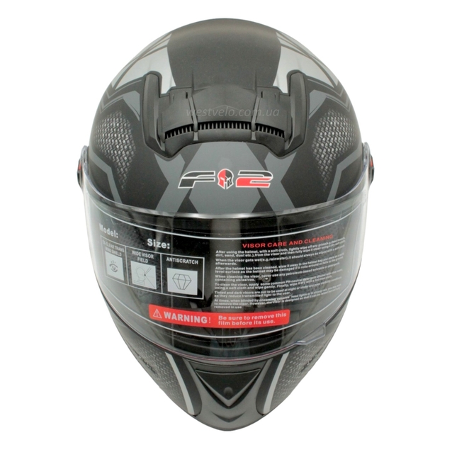 Мото шолом, закритий (S 55-56) F2 М61 чорно-сірий, матовий з відкидними окулярами фото westvelo.com
