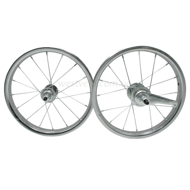 Колеса 14 обід нікель, перед + зад з втулкою Falcon + к-т. з фліпером. фото westvelo.com