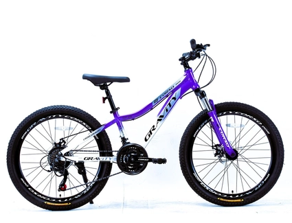 Велосипед 24 AL Corso «GRAVITY» GR-24557 алюміній 12", (к-т SHIMANO) біло-фіолетовий