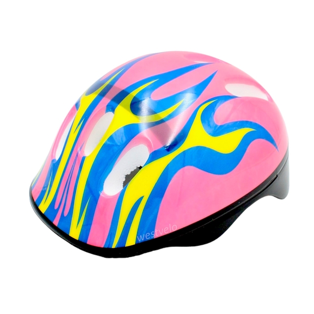 Вело шолом дитячий "Полум'я" рожевий фото westvelo.com