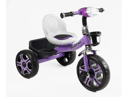 Дитячий велосипед 3-х колісний EVA (піна) Best Trike колеса 12-10, BS-27102 фіолетовий, сталева рама, фара з музикою та світлом, кошик