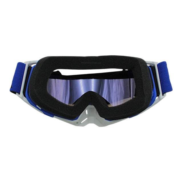 Мото окуляри Кросс-ендуро 100% 260-13, біло-сині, дзеркальний візор (class B) фото westvelo.com