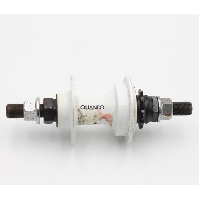 Втулка BMX, задня (AL) QUANDO, 4 пром підшипник, вісь 14мм гайки, ( 9Т ) біла (14Gx48H) ( із дефектом) фото westvelo.com