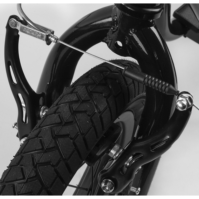 Самокат дитячий 2-х колісний, надувні колеса 12 Corso JT 01019 чорно-салатовий, ручне переднє гальмо фото westvelo.com