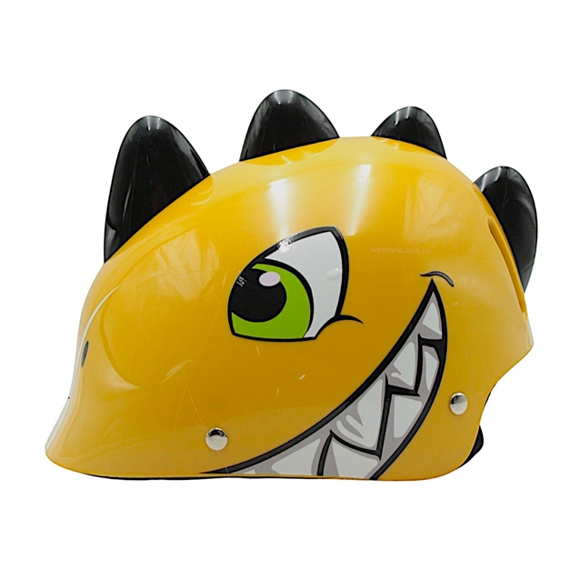 Вело шолом дитячий 585 "Динозавр" жовтий, регульований фото westvelo.com