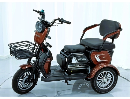 Трицикл Corso «LOGAN L» L-269064, двигун 1200W, акумулятор 72V 24Ah літій-марганець-залізно-фосфатний, коричневий, колеса 10"