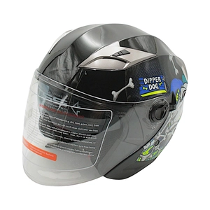 Мото шолом, відкритий (M 57-58) BLD-708 "Bulldog" чорно-синій глянець з відкидними окулярами