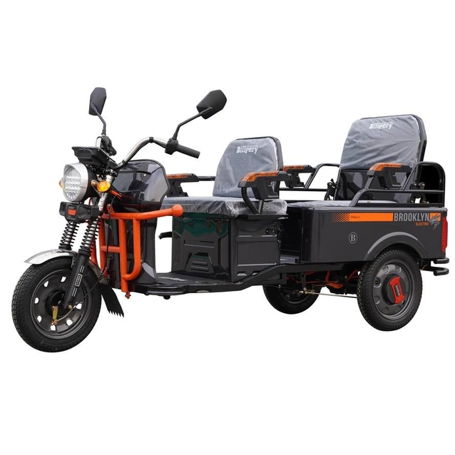 Трицикл РОЗІБРАНИЙ вантажний Corso «HARDY» BG-633119, двигун 1200W, акумулятор 60V 38Ah графеновий, чорно-помаранч 4 МІСЦЯ+ 1 ящик.акум, колеса 12" фото westvelo.com