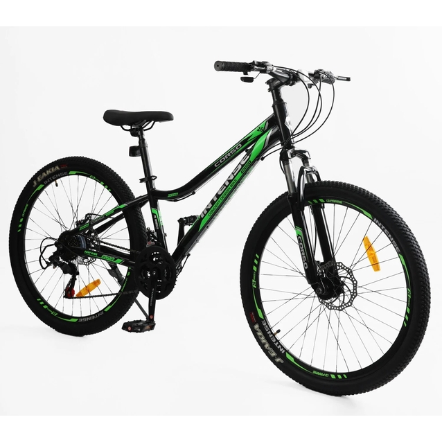 Велосипед 26 ST Corso «INTENSE» NT-26717 сталь 13", (к-т Saiguan) чорно-салатовий фото westvelo.com